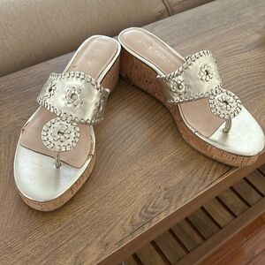 Jack Rogers metallic wedge sandals size 6.5 worn 3 times